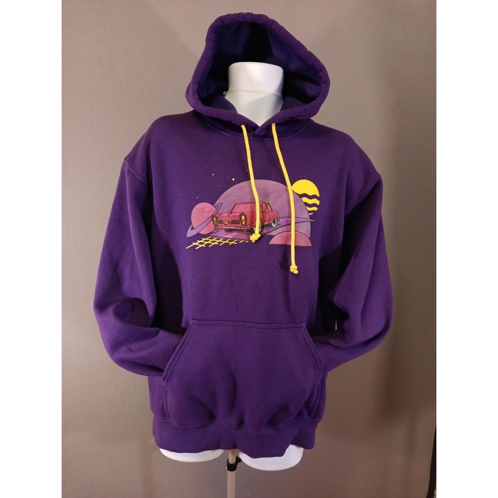 Five Hills Purple Quackity Night Drive Hoodie Sweatshirt Mens Size L Oversized